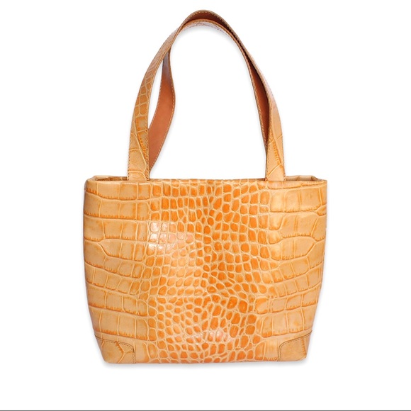 Barantani Orange Croc Embossed Leather Shoulder Bag Crocodile Made in Italy - Picture 4 of 10
